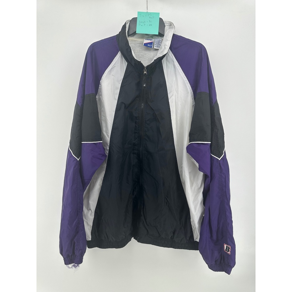 Vintage Bike Mens XLT Colorblock Windbreaker Jacket Purple Black White Full Zip‎